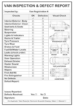 Check List Defect A4 Van Inspection & Defect Check List Report Book - 100 Sheets: 20 ...