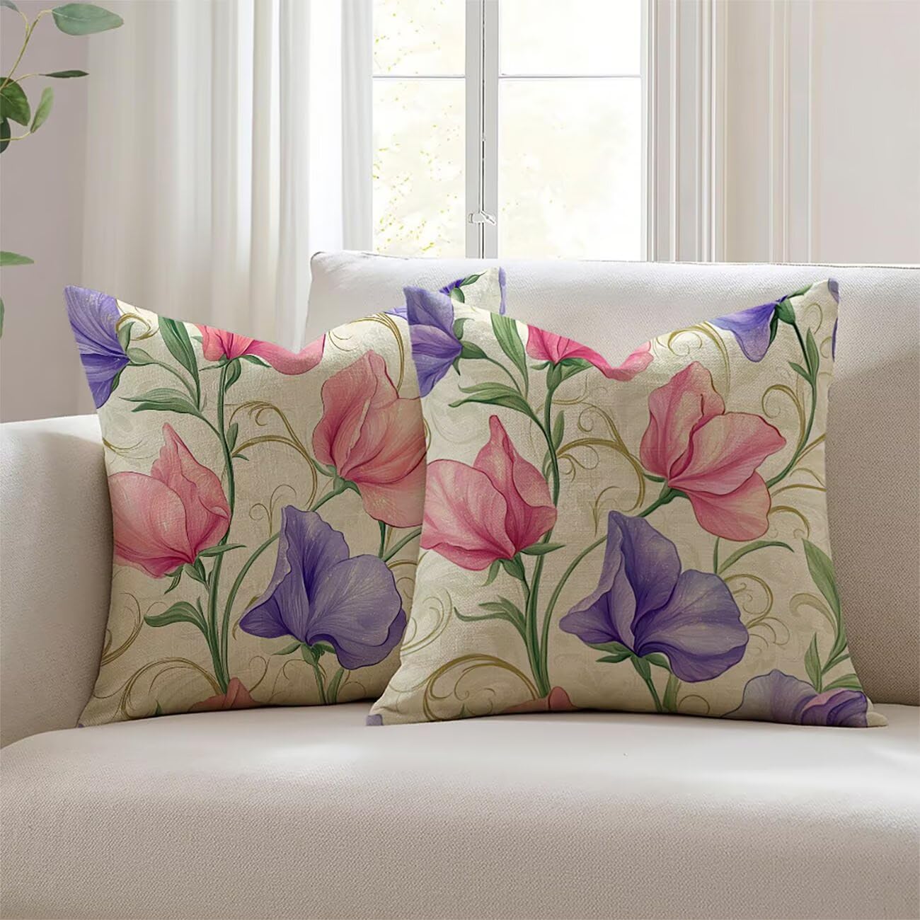Housses de coussin pour coussin canapé fleur et salon de jardin Lejnlnng