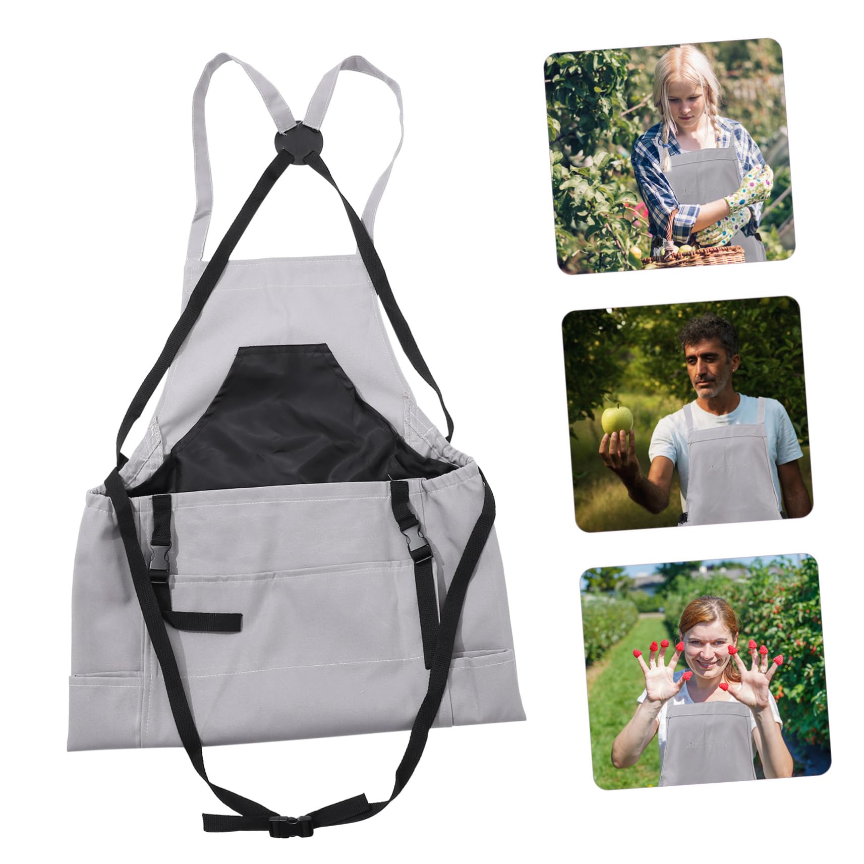 Delantal de Cosecha de Oxford con Bolsillo y Cinta Ajustable | Huerto y Granja, Apto para Frutas y Verduras, Incluye Bolsa para Herramientas Pequeñas
