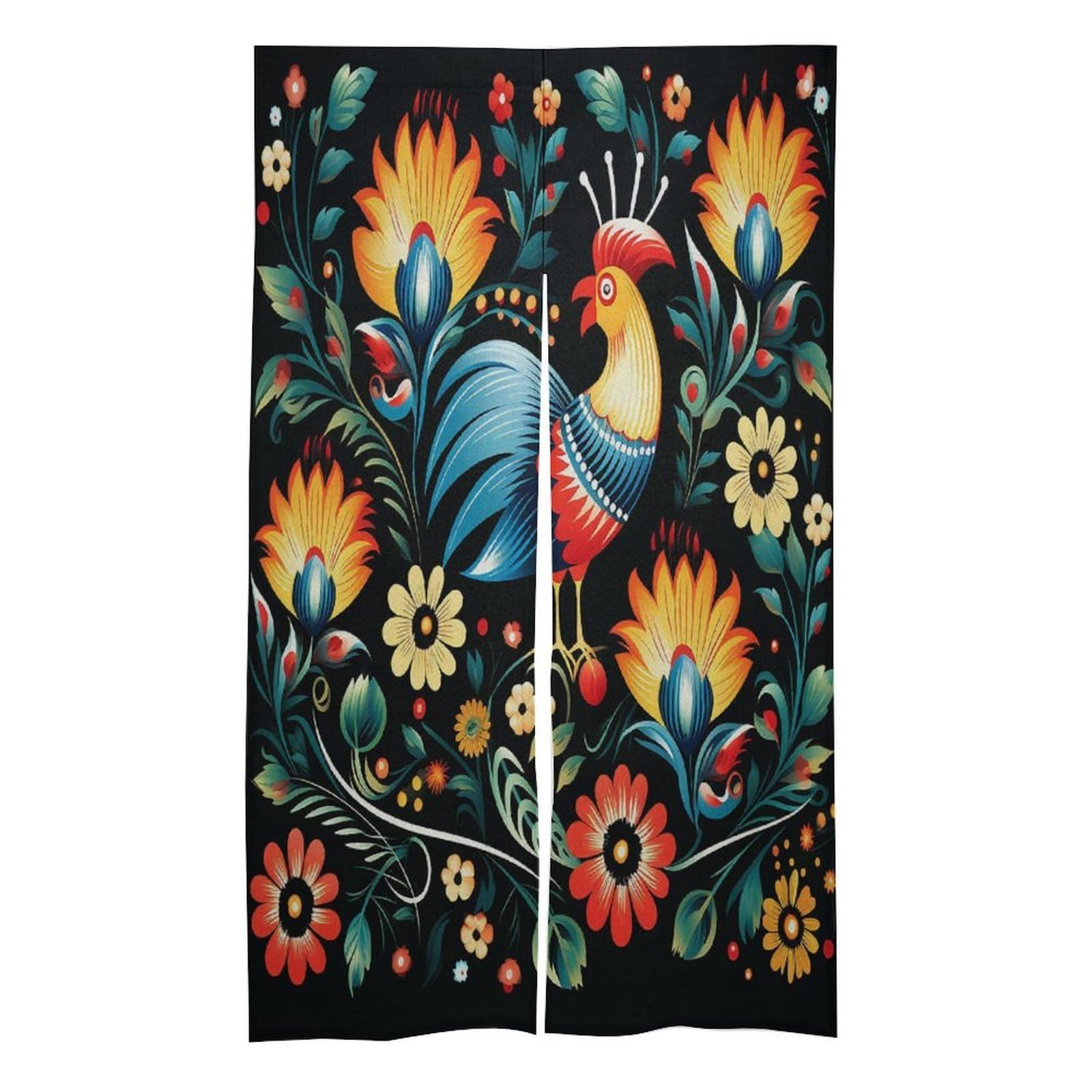 VstaDank Polish Folk Art Pattern Noren Doorway Curtain Printed Window Treatment Door Tapestry Chinese Traditional Doorway Curtain Long Type Door Tapestry for Home Decoration