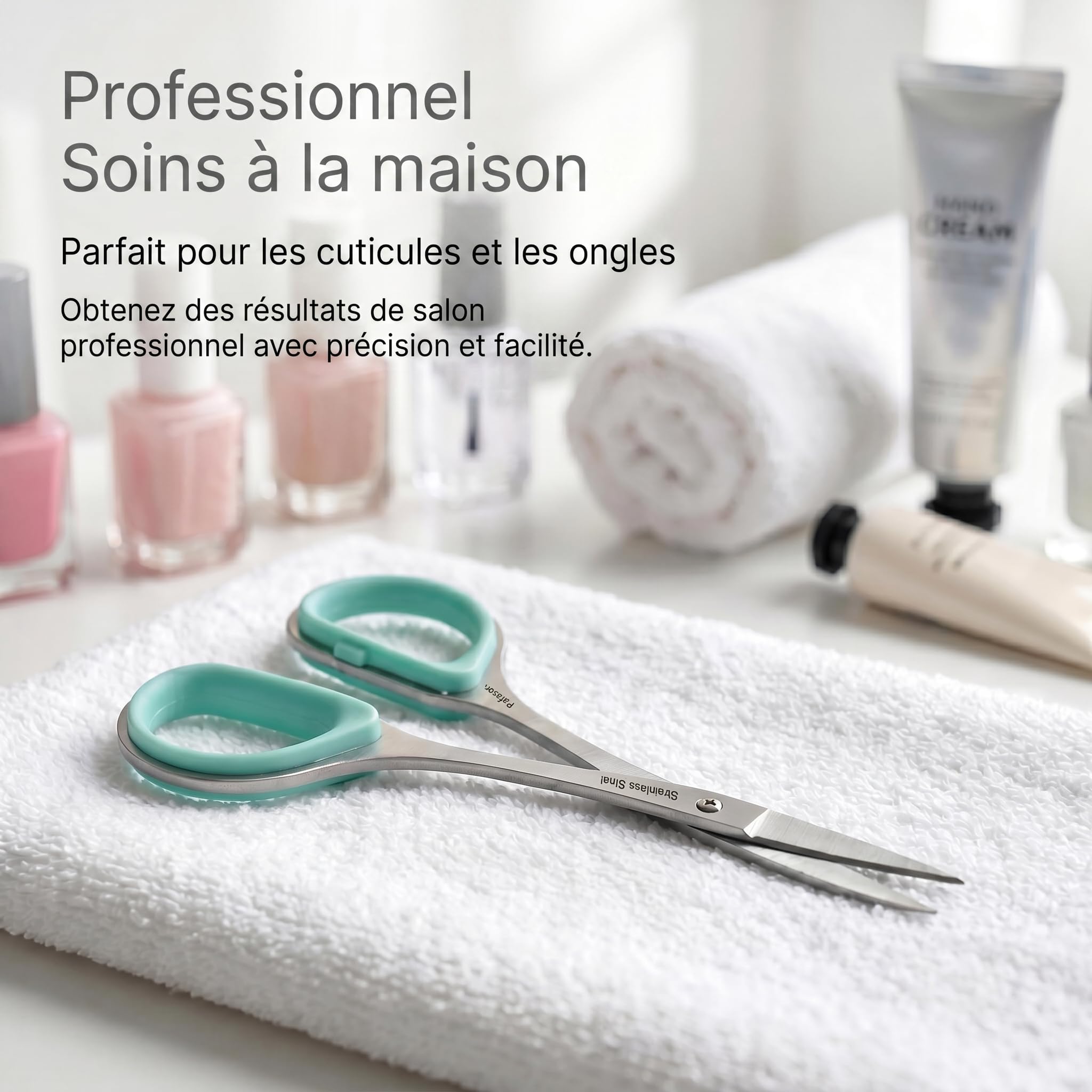 PAFASON Petit Ciseaux Cuticule Ongle Ensemble, 2 Pièces Multi-Usage Pointe Courbe Droite Précision Manucure Pédicure Beauté Toilettage Outil pour Ongles Peau Sèche, Étui Cuir Premium