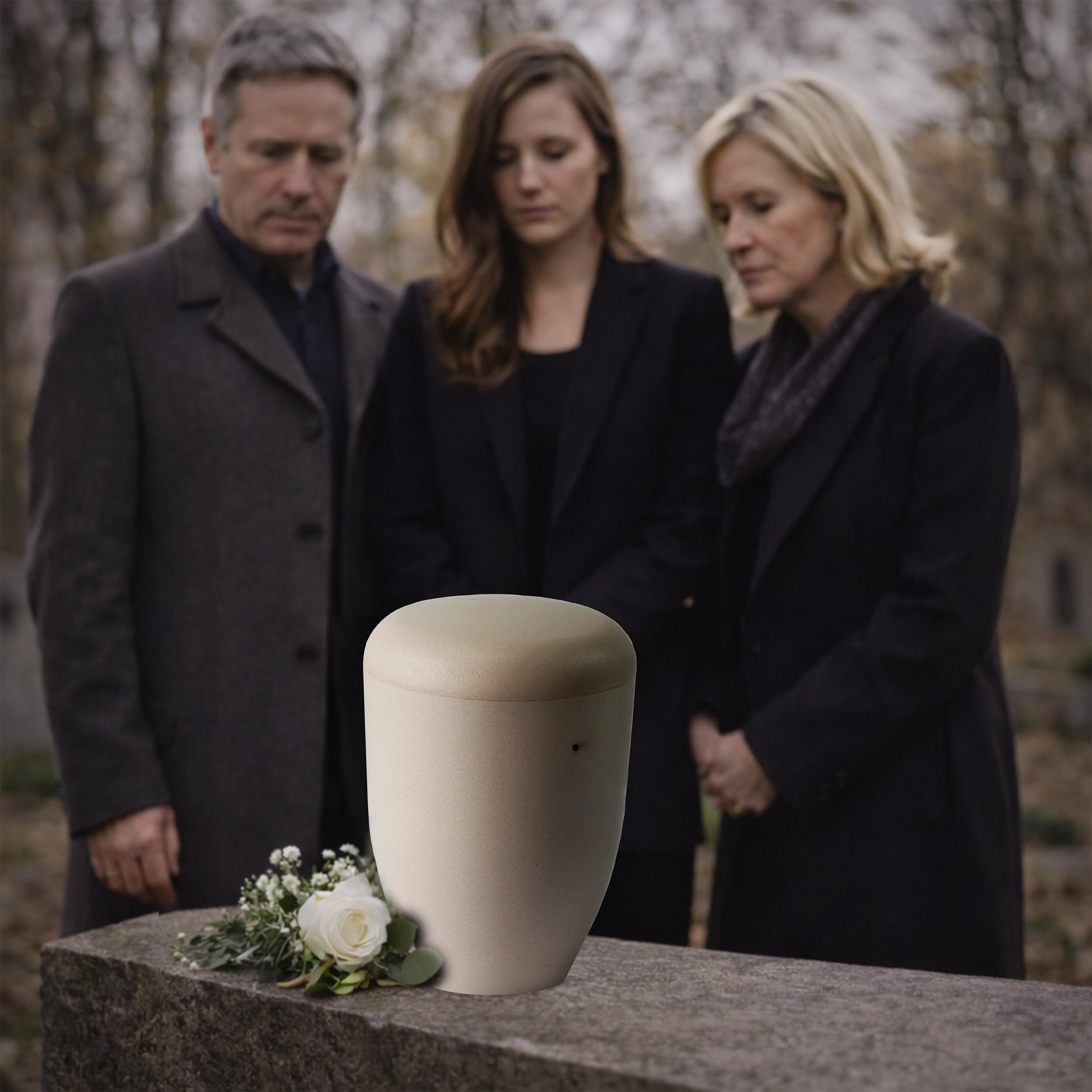 VELORA Bio Urne in Beige - Urnen für Menschen Asche zur ökologischen Bestattung - EIN würdevoller Abschied des Verstorbenen - Eine Beerdigung symbolisiert die Wiedergeburt in Form des Lebensbaums