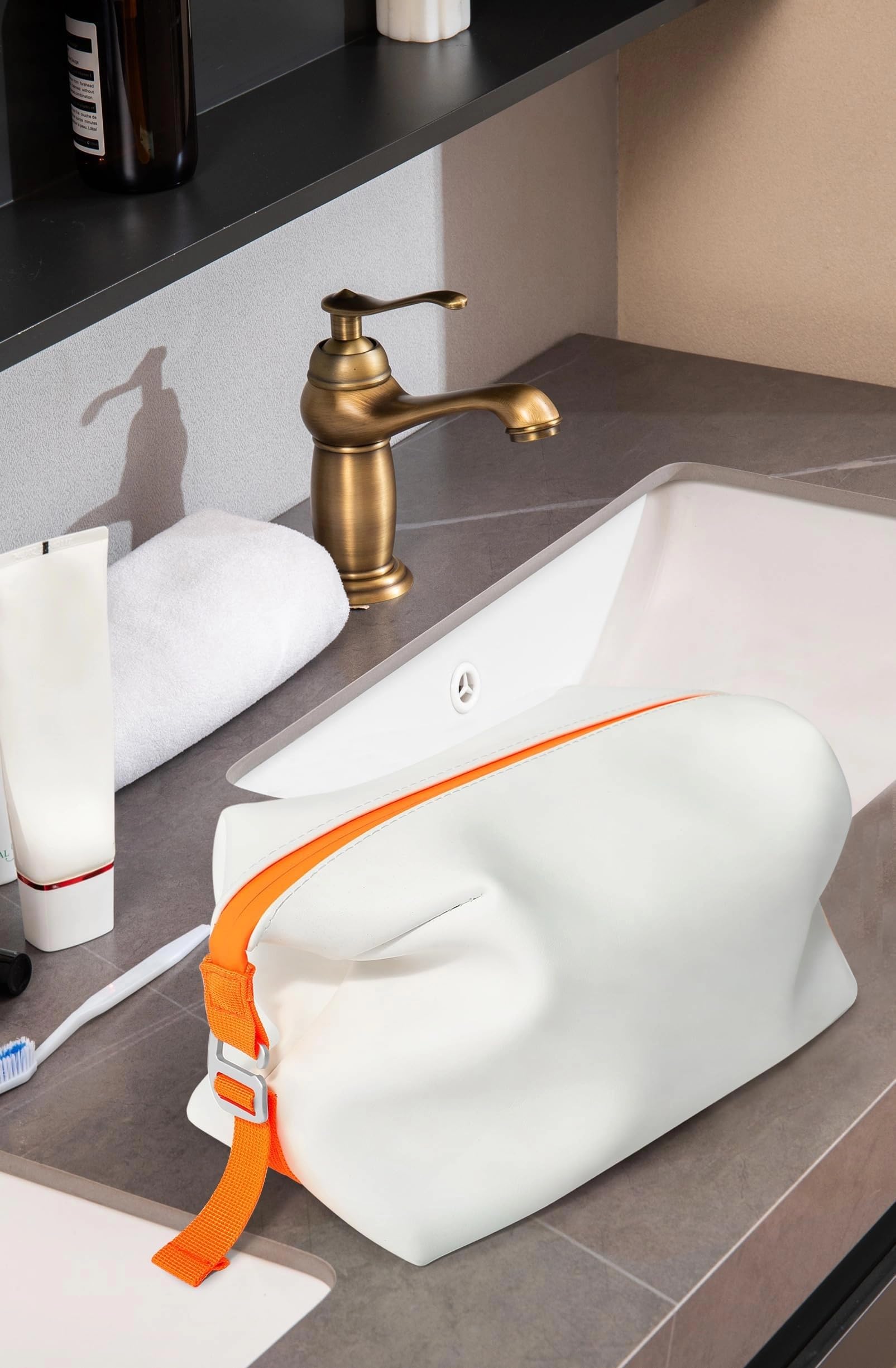 Kit de silicona grande de 13 pulgadas, 6 L, bolsa de aseo impermeable a prueba de fugas, estuche de maquillaje plegable para hombres y mujeres, Blanco, 3L-6L, Neceser para hombre
