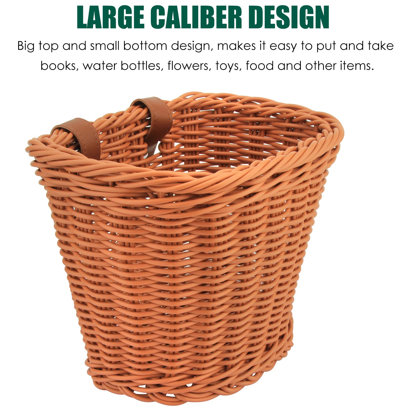 Twilight Garage Bicycle Wicker Basket for Kids Bikes Tricycle, Scooters, Brown, Polypropylene, Handlebar Mount - Image 3