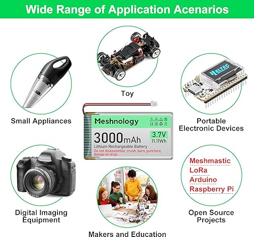 Miniatura 6 de Batería Li de 3.7 V 3000 mAh con cable de cargador USB 103665 1S Batería LiPo con placa de protección, cinta de goma aislada y enchufe micro JST