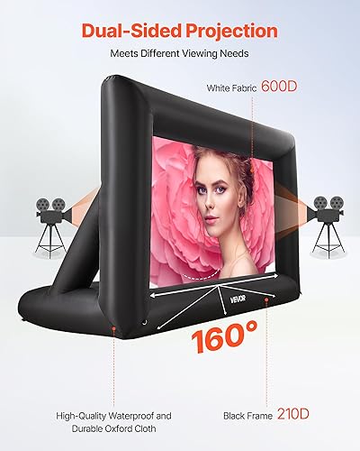 Miniatura 4 de VEVOR Pantalla de proyector inflable de 14 pies, pantalla de cine inflable para exteriores con soplador de aire de 120 W, pantalla de proyección de