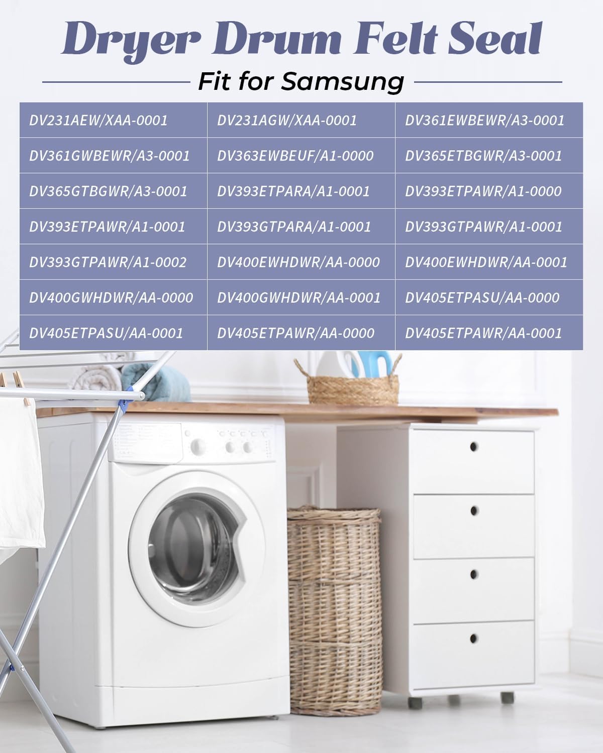 DC97-07618A Dryer Drum Felt Seal Fit for Samsung, Replace AP4453798 PD00025731 PS4218879 3998155, 2 Pcs