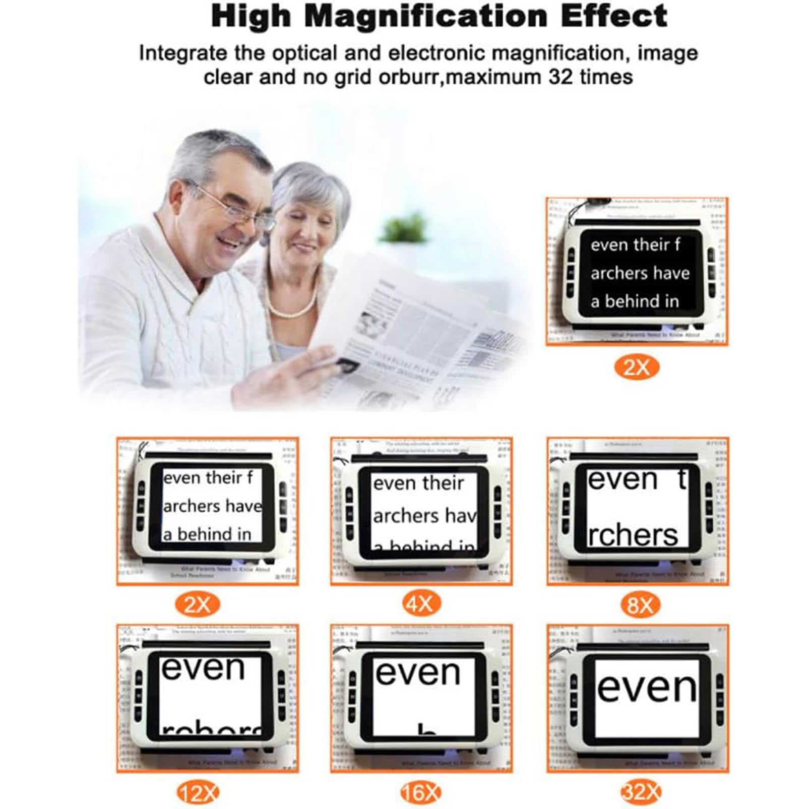 Ayuda De Lectura Electrónica De 3,5 Pulgadas, Ayudas Electrónicas De Baja Visión Con Soporte Retráctil, Lupa De Video LCD Para Personas Con Problemas De Visión,Lupa Digital Portátil Para Ancianos