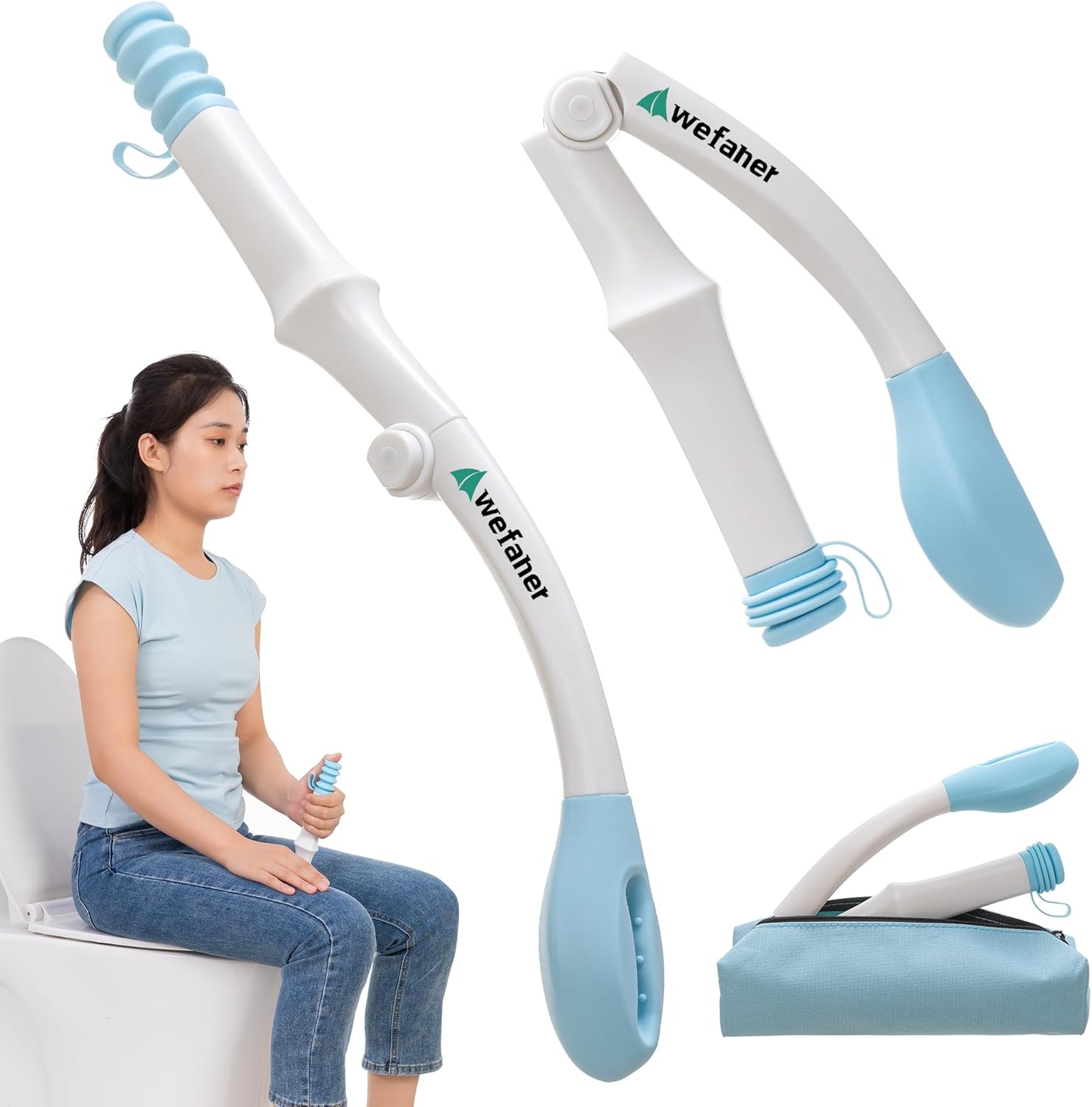 Product image of Foldable Toilet Aid, 15.6“ Long Comfort Wipe Wand Bottom Buddy Toilet Self Tissue Aids for Toileting, Self Help Wipe Butt for Overweight Limited Mobility,Elderly, Pregnancy