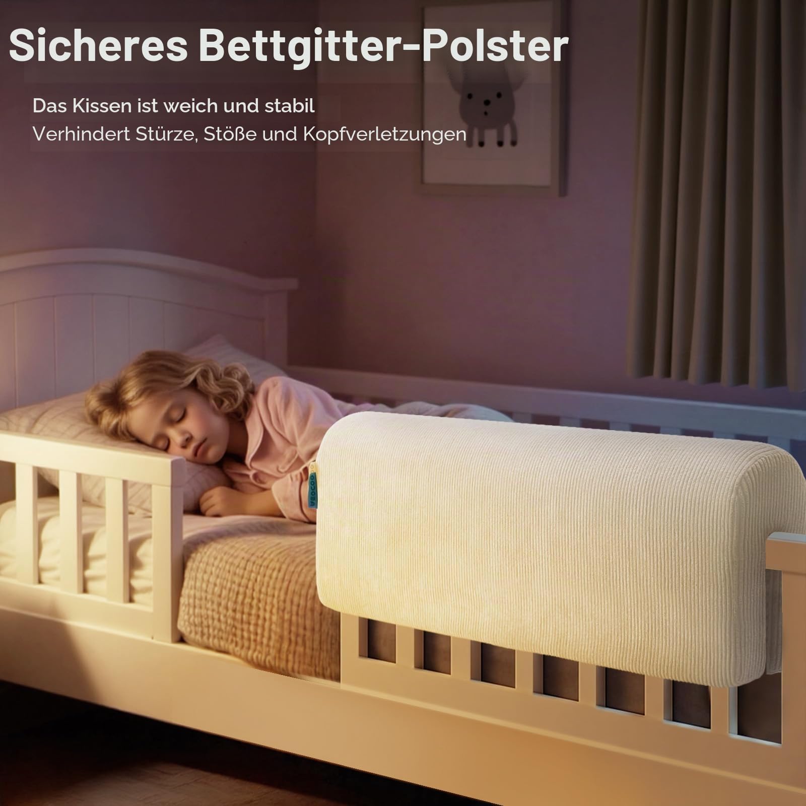 AEOCOO Bettkantenschutz für Kinderbetten 70 cm – weiche Memory-Schaum Bettumrandung, Rausfallschutz & Stoßschutz, geruchsarm, Abnehmbarer waschbarer Bezug