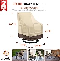 Vista 2 de Arcedo Fundas para Sillas de Respaldo Alto para Exteriores Impermeables, Fundas para Sillas Giratorias de Comedor Apilables de Servicio Pesado