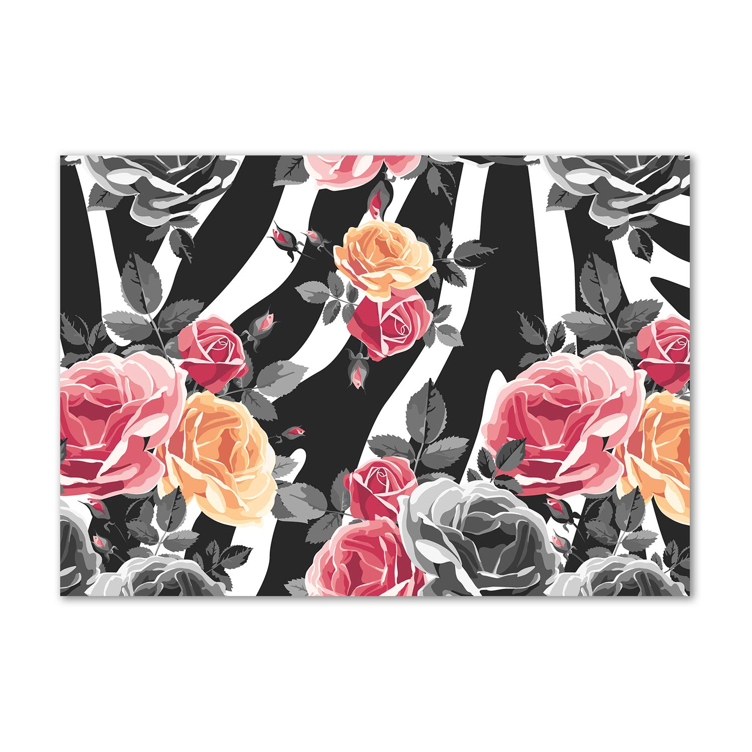 Décoration murale zèbre et roses en verre synthétique pour dynamiser un mur blanc