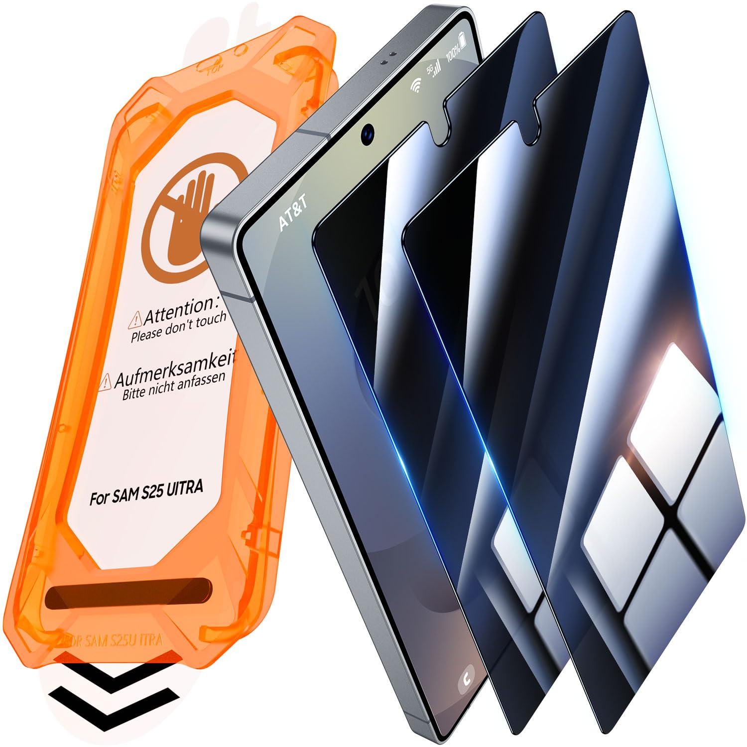 UniqueMe für Samsung Galaxy S25 Ultra für Panzerglas Sichtschutz - [Full Screen Displayschutz] Schutzfolie Sichtschutz für Samsung Galaxy S25 Ultra Schutzglas,Auto Installation,2 Stück