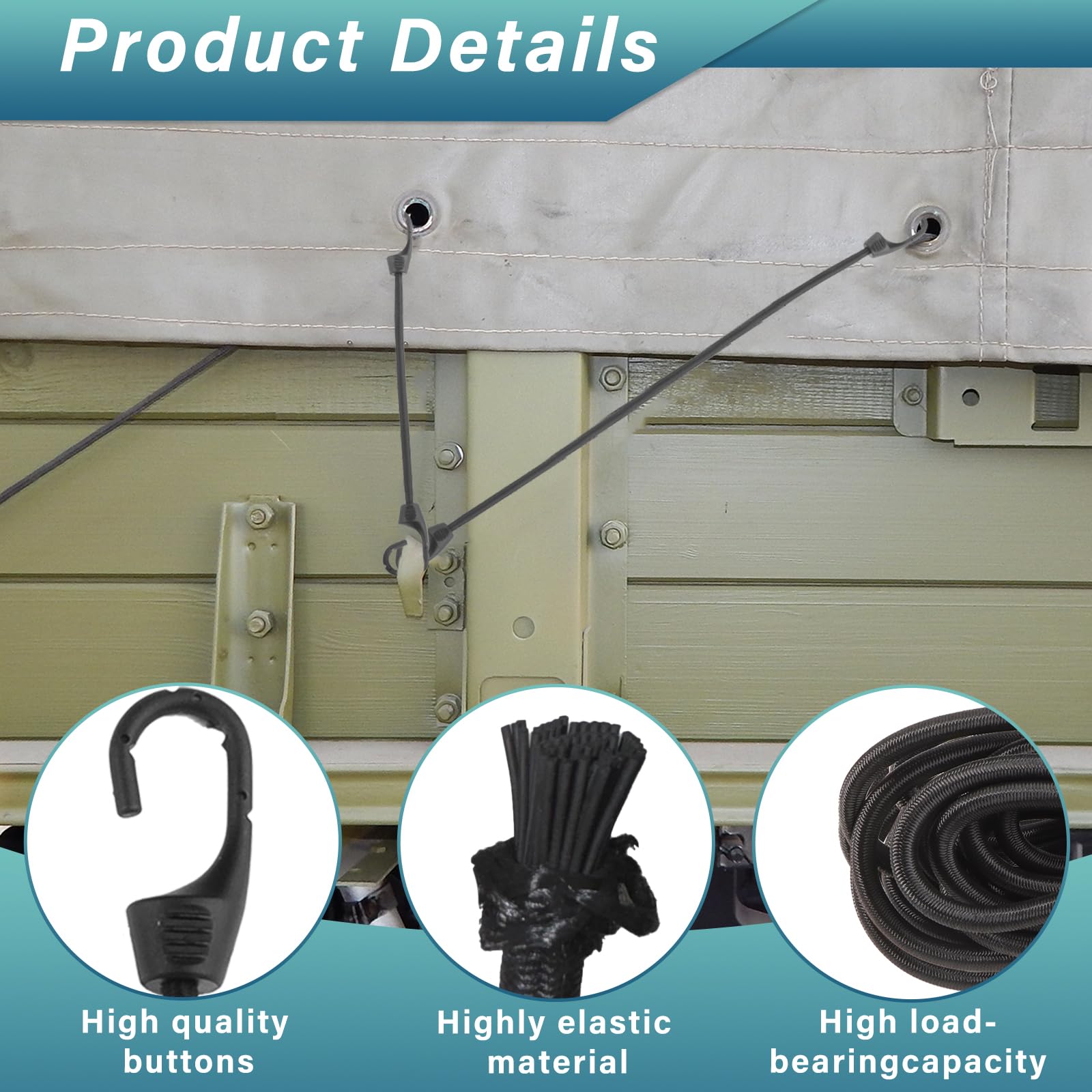 YnewL 12 Pezzi Corde Elastiche Con Gancio, 10/15/20cm Corda Elastica