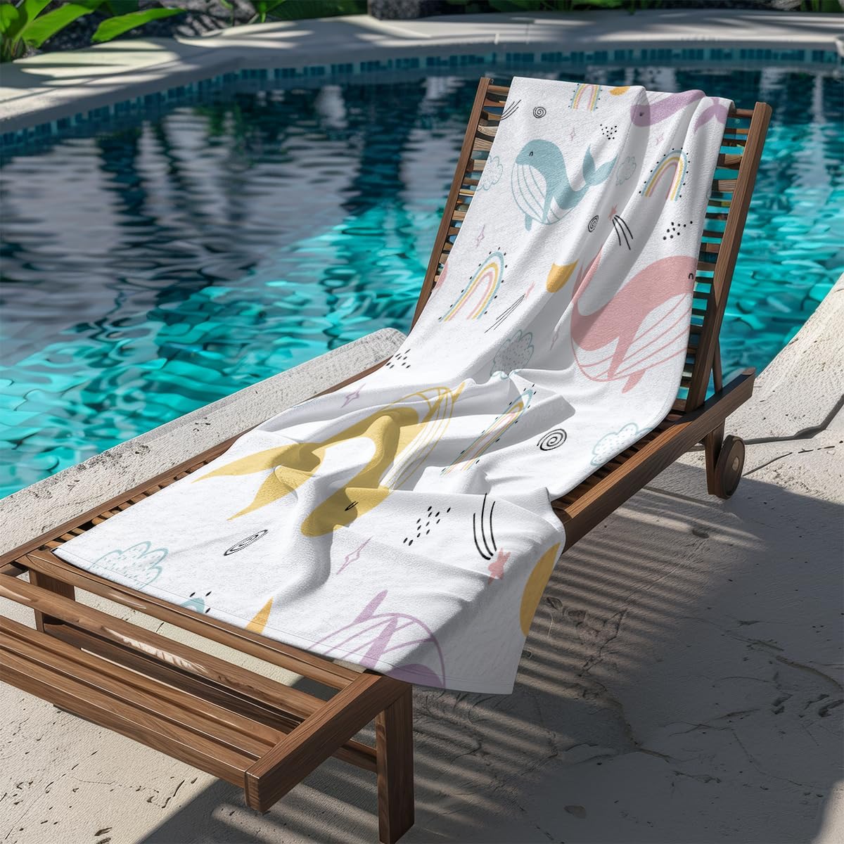 Serviette de Plage Baleine Rose Jaune Serviette de Bain Sport Piscine Toilette Microfibre Piscine Anti Sable Drap de Plage Bain xxl Ultraléger Portable Towel Absorbant Séchage Rapide 200x220cm