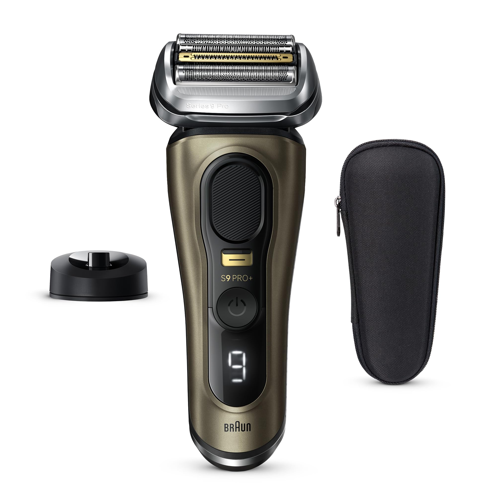Braun Series 9 Pro+ 9519s Electric Shaver for Men, Wet & Dry Shave, 5 Shaving Elements + 1 Precision Pro Trimmer, Powerful 60min Battery, Charging Stand and Travel Case - Gold Shaver 9519