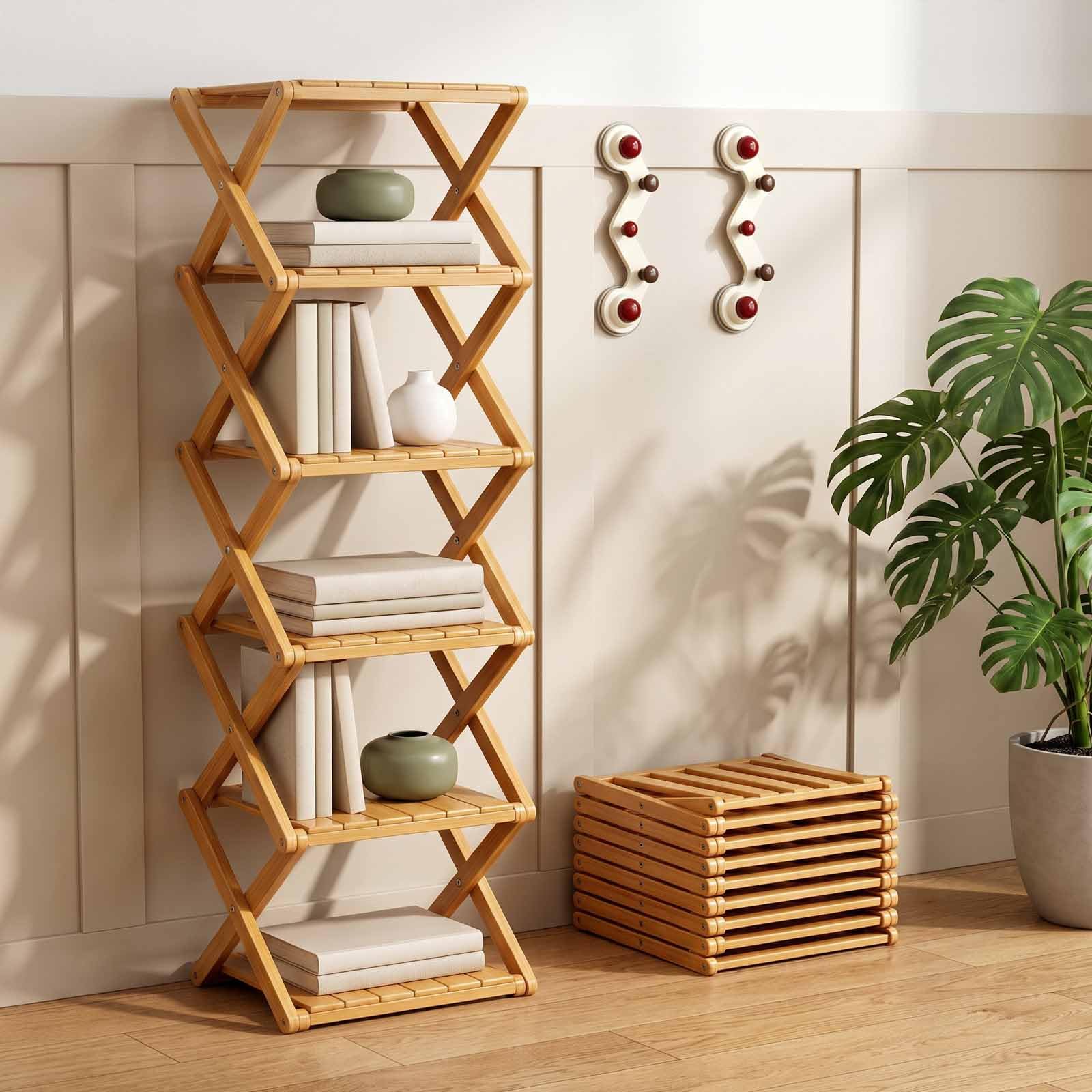Étagère De Rangement En Bambou Pré-assemblée À 9 Niveaux — Étagère À Chaussures Dangle Pliable En Bambou | Étagère À Chaussures Étroite Et Peu Encombrante (aucun Assemblage Requis) — Idéale Pour