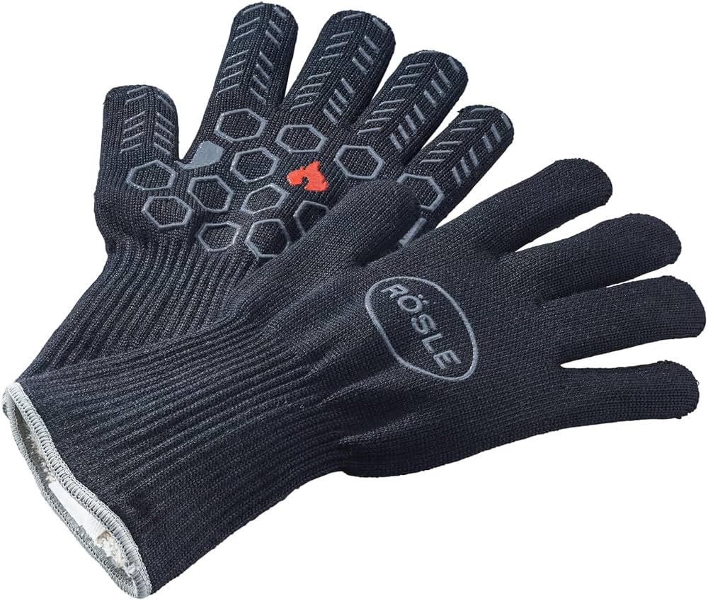 RÖSLE Premium-Grillhandschuhe, Schutz bis 350°C, Meta-Aramid, schwarz