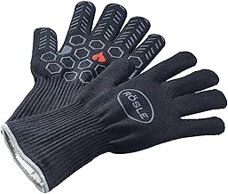 RÖSLE Premium-Grillhandschuhe, Hochwertige Handschuhe zum Schutz vor Verbrennungen, atmungsaktiv und temperaturbeständig bis 350°C, Meta-Aramid, Baumwoll-Innenfutter