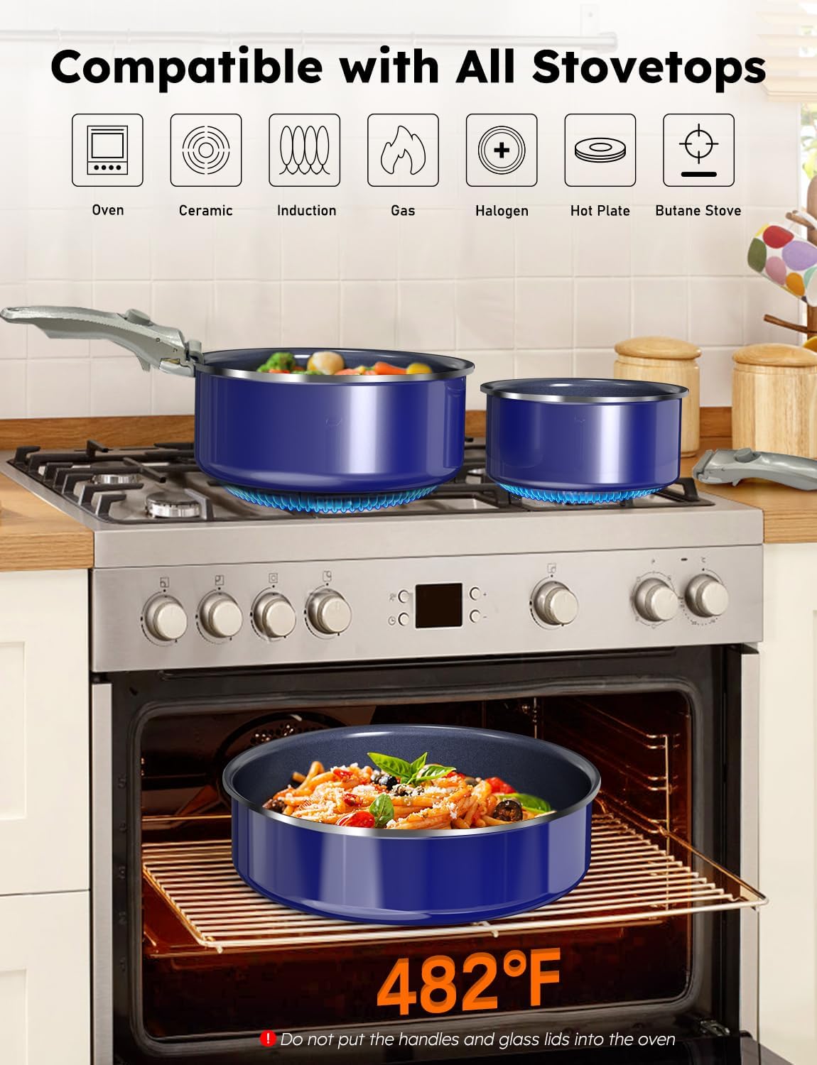 Pro DUXANO 12PC Nonstick Pots and Pans Set&Hybrid 3-Ply Stainless Steel Skillet, High Heat Sear&Fry, 2-Layer Ceramic Induction Cookware, 9H Scratch-Resistant&Anti-Warp,PFAS Free,All Cooktop/Dishwasher - Image 9