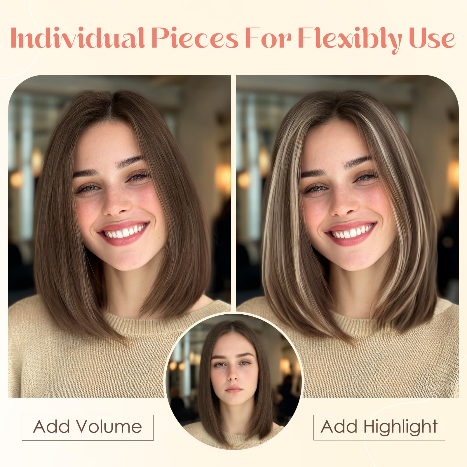 Hairro 6PCS 6 Clips In Short Hair Extensions Remy Real Human Hair Clip Ins Mini Clip On Hairpin Hairpieces For Women 31g 10 Inch #4P27 Medium Brown&Dark Blonde