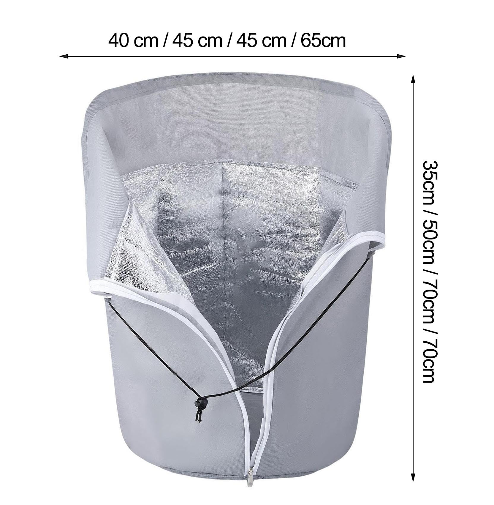 Cubiertas para plantas resistentes a las heladas para invierno, lámina de aluminio impermeable con cordón y cremallera, protección reutilizable para plantas al aire libre, paquete de 4 (45 x 70 cm)