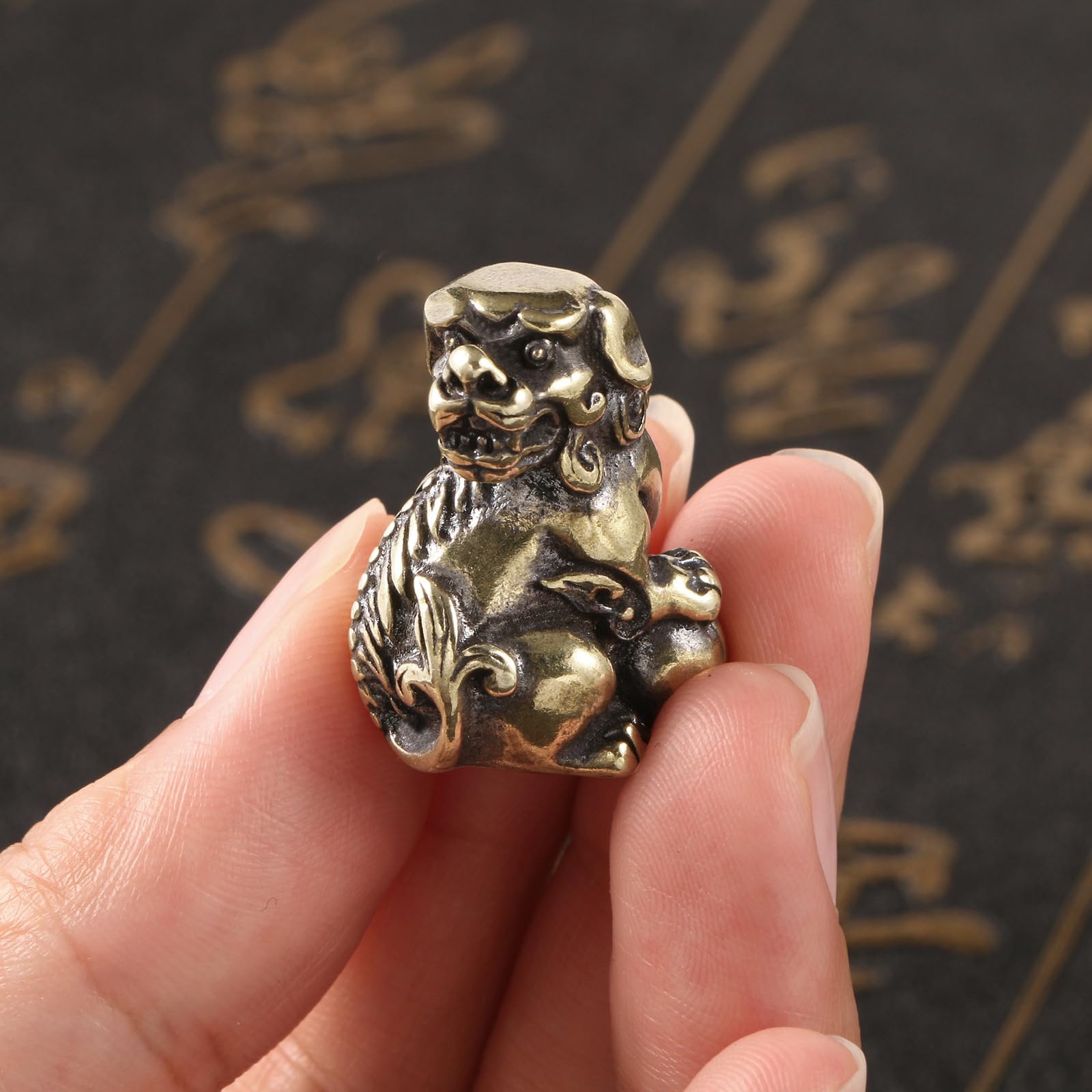 YANGPZFC Small Copper Lion Ornament Brass Statue For Desk Decor, Handcrafted Vintage Sculpture