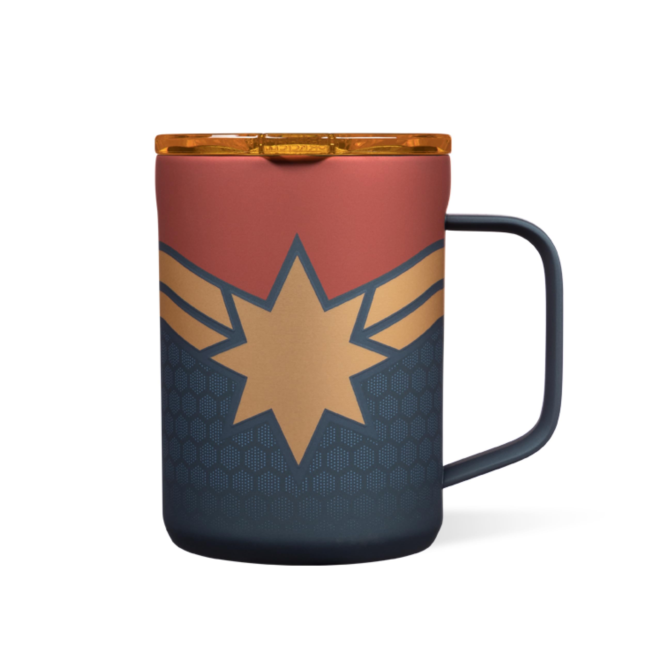 Classic Coffee Mug - Triple Insulated Stainless Steel for Travel - Shatter-Proof Lid - Keeps Drink Hot Over 3 Hours - Holiday Mug Gift - Great for Gifting Warmth - 16 oz - Captain Marvel