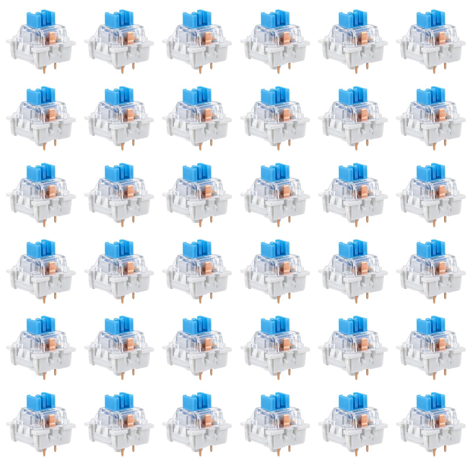 Lot de 36 commutateurs à clic bleus pré-lubrifiés et résistants à la poussière pour claviers de frappe précis, son net avec retour tactile puissant pour impressions 3D et jeux mécaniques