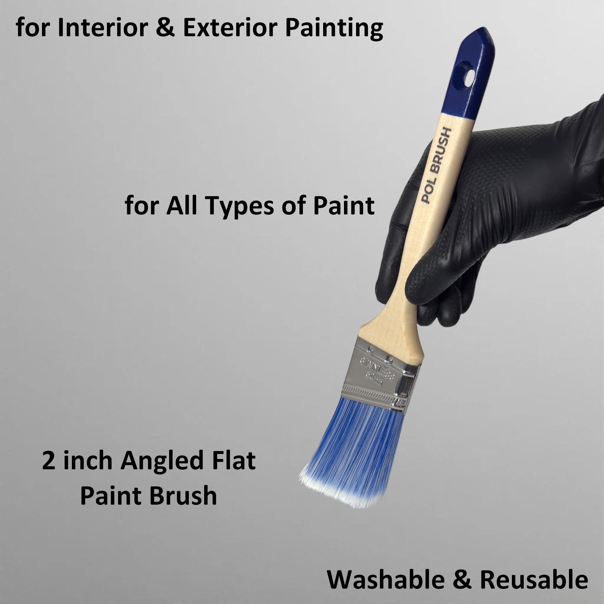 POL BRUSH - Pincel plano en ángulo sintético (mezcla de 3 unidades)