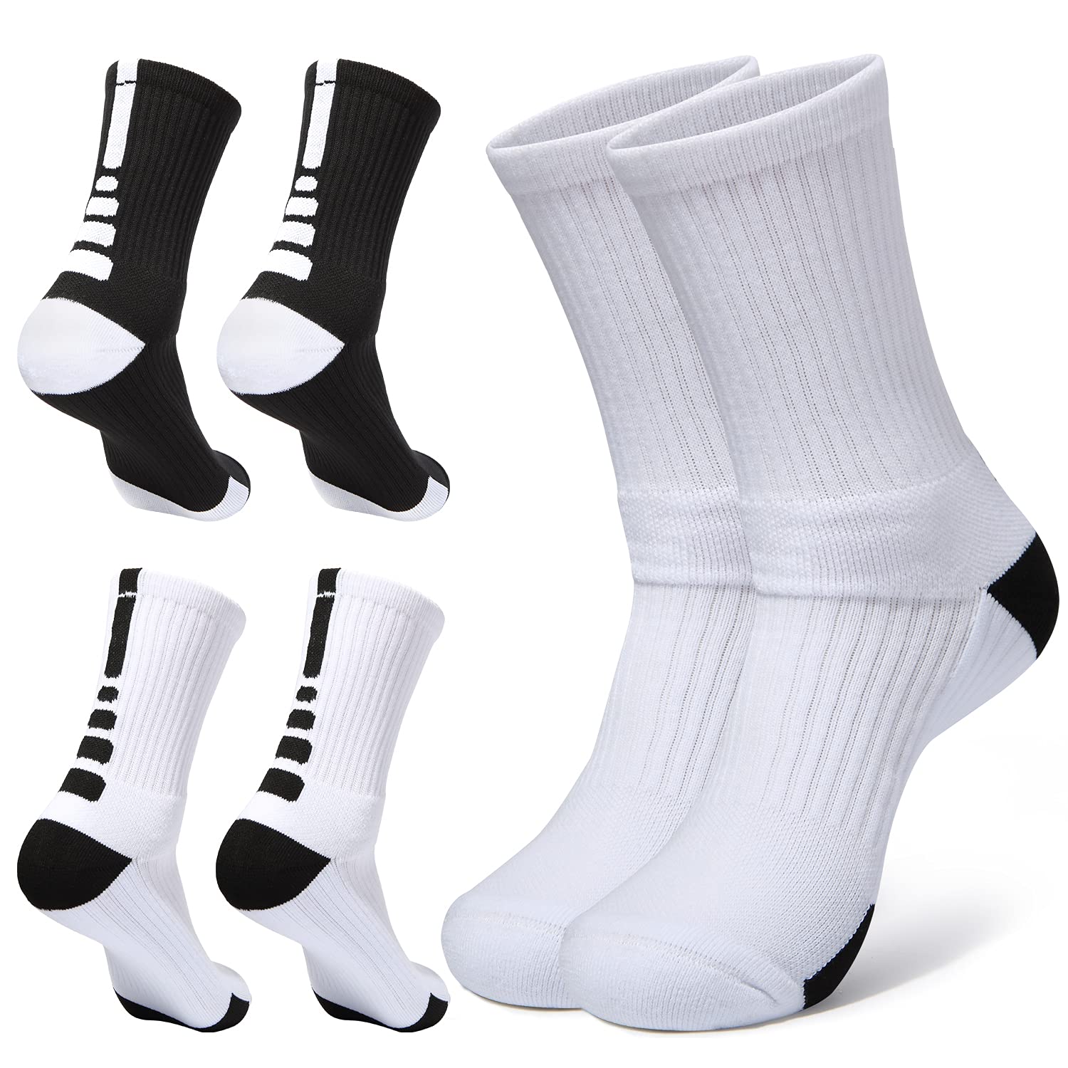 Basketball Socks Mens Athletic Compression Crew Ankle Socks For Basketball & Running - - One size