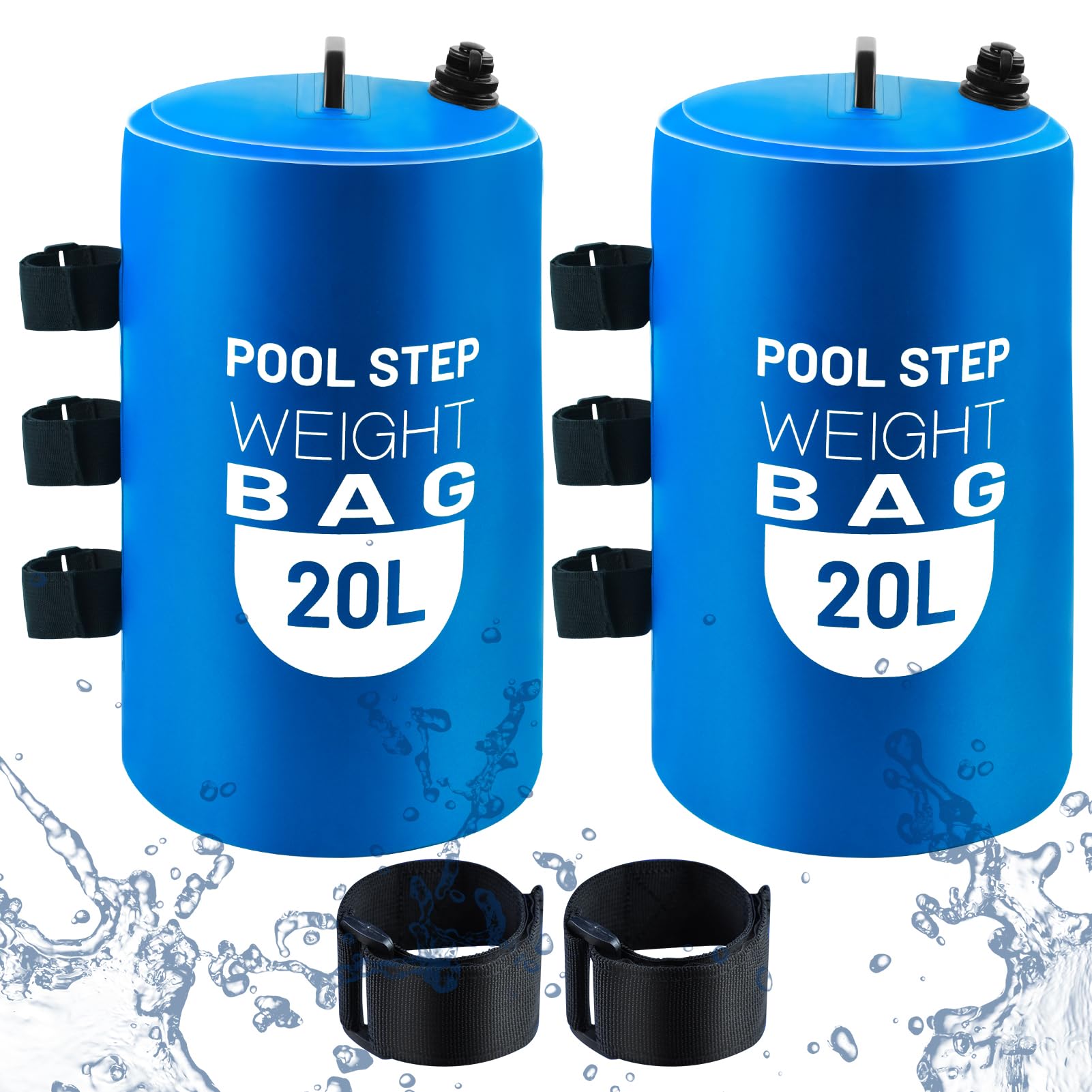 2PCS Pool Ladder Weights 20L Universal Pool Step Weights Sand Bag Waterproof 500D PVC Swimming Pool Stair Weights for Above Ground and Inside Pool