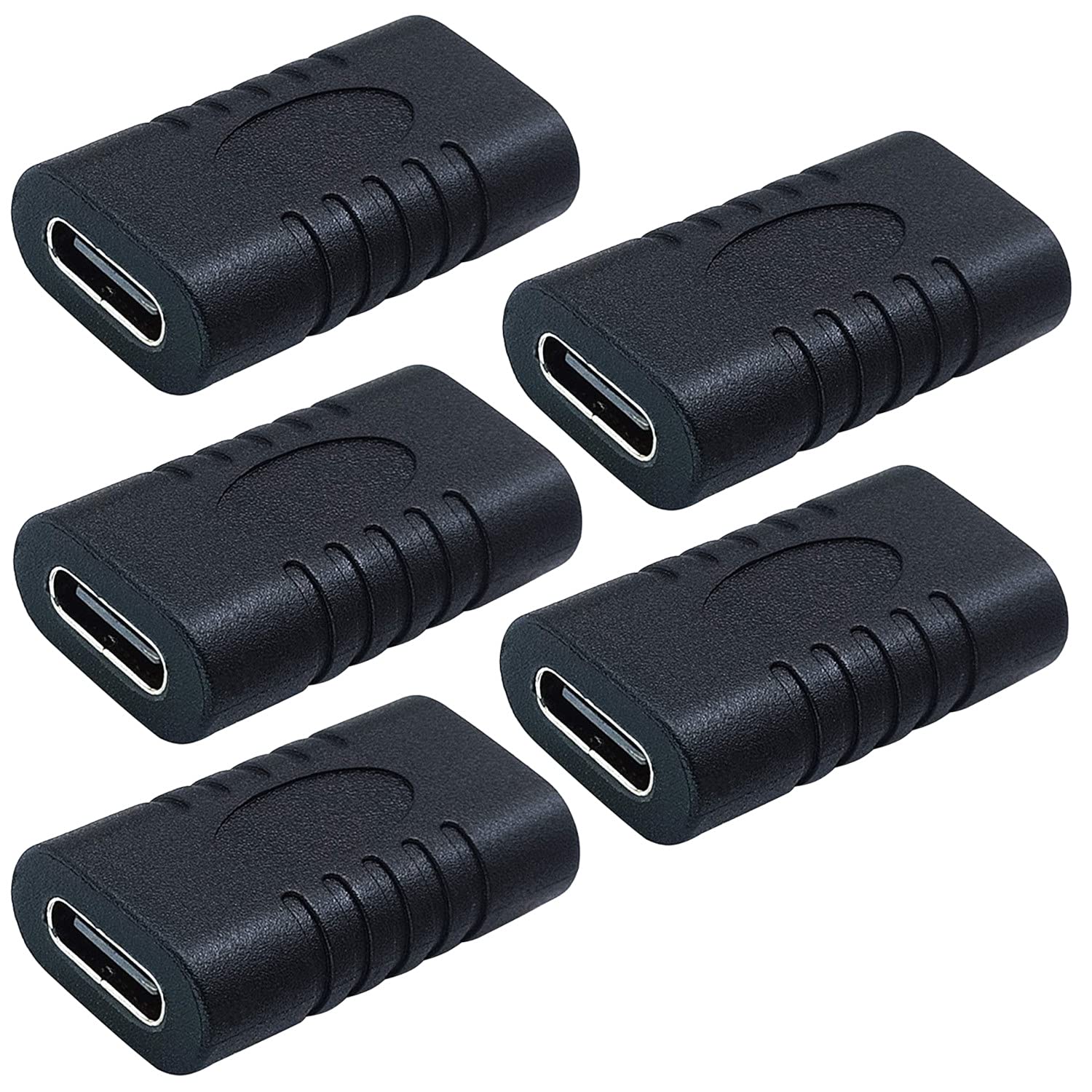 5-Pack JacobsParts USB 3.1 Type-C USB-C Coupler Extension Adapter Female to Female F/F Connector Extender Power & Data PD 100W Quick Charge
