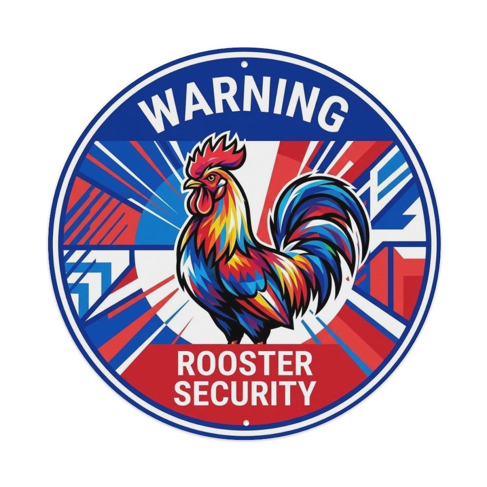 Rooster Protected Security Modern Graphic Metal Tin Sign