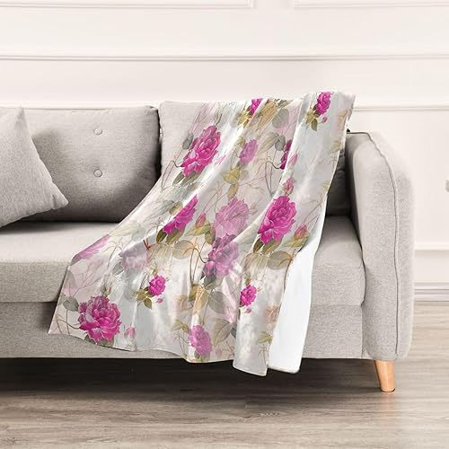 Miniatura 5 de Pink Roses Flower Modern Ultra-Soft Flannel Fleece Blanket, Cozy Holiday Throw Blanket Adults Kids Home Decor Travel Living Room Throws 60x90 Inches