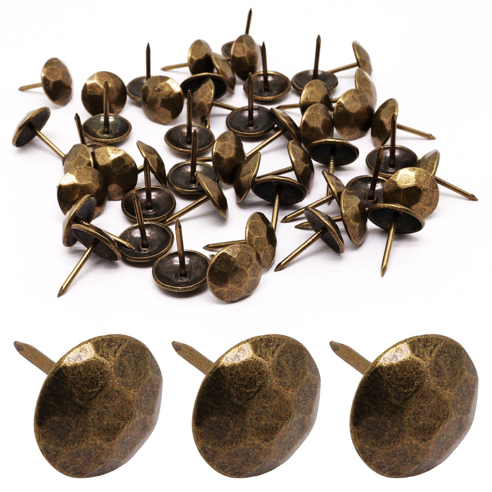 50pcs Upholstery Tacks, Metal Upholstery Nails for Wood Unique Decorative Nails Thumb Tacks Upholstery Pins Vintage Furniture Tacks Upholstery Nails (15x20mm, Retro Bronze)