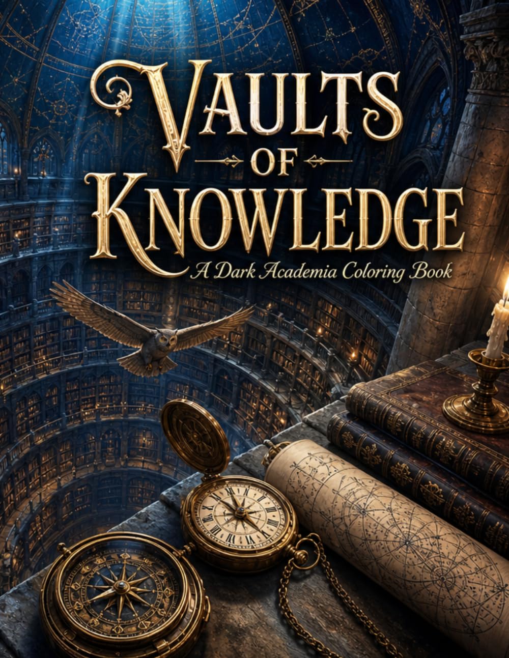 Vaults of Knowledge: A Dark Academia Adult Coloring Book: Intricate Gothic Library Scenes, Candlelit Reading Nooks & Vintage Scholar Interiors — Single-Sided Fine Detail Line Art for Adults & Teens