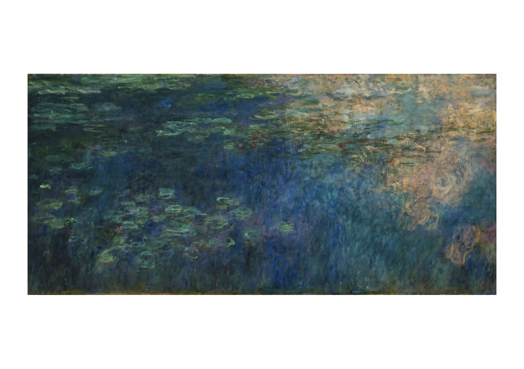 Monet Reflections of Clouds Water Lily poster grand format encadré mat noir