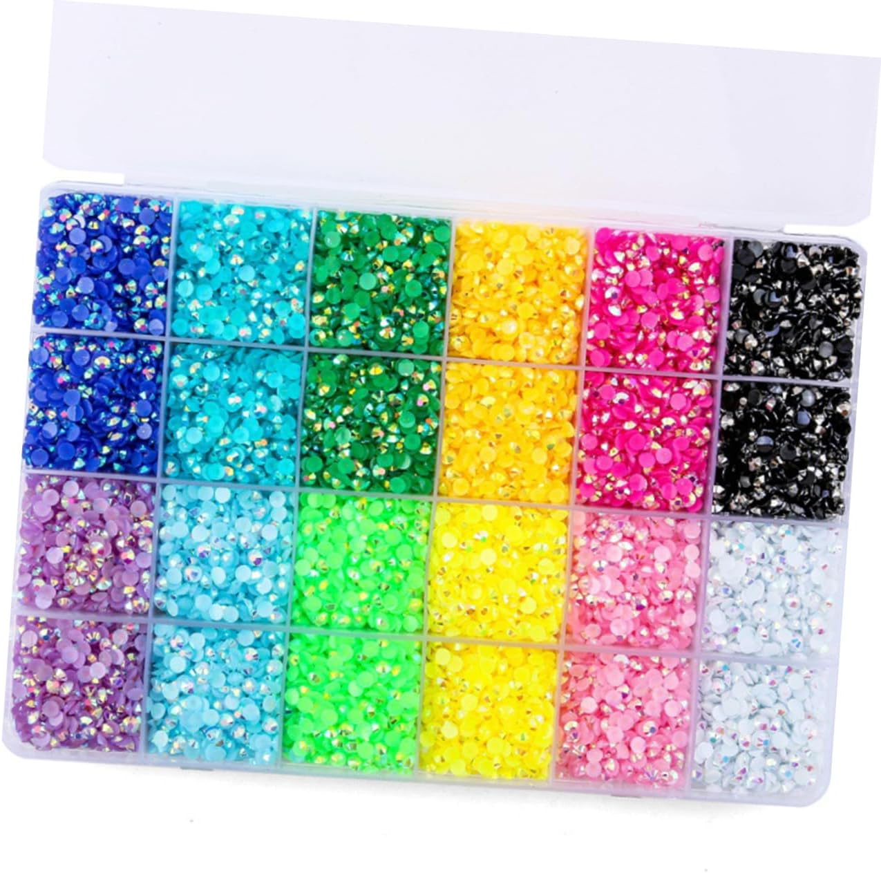 24-Piece Colorful Nail Rhinestones Set Flatback Resin Gems for DIY Nail Art Easy to Use Decor for Manicure Enthusiasts Suitable for Crafting and Designs