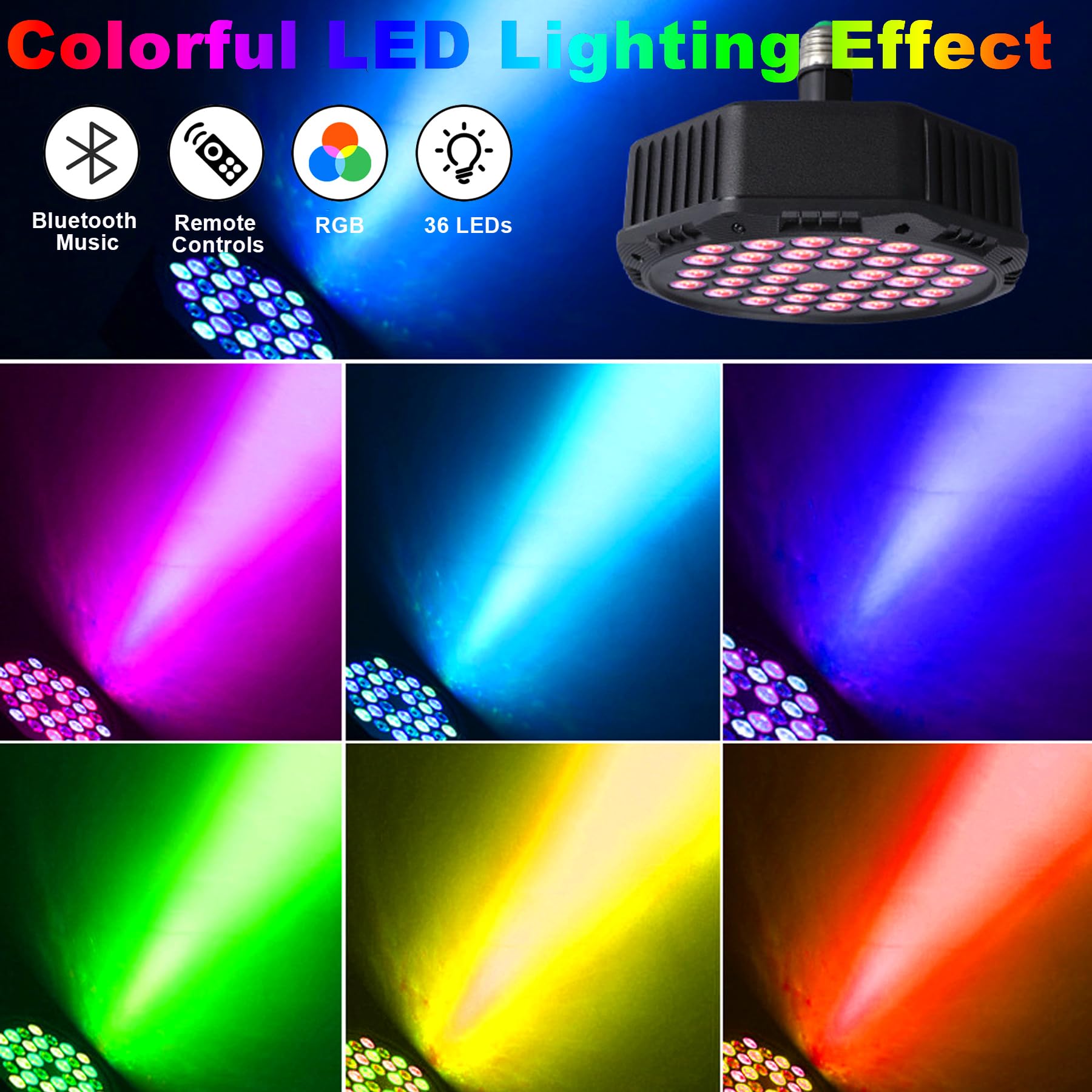 2 Faretti LED RGB Per Palco - 36 LED, Telecomando, 5 Modalità | Luci Per Feste E Discoteca - Foto 2