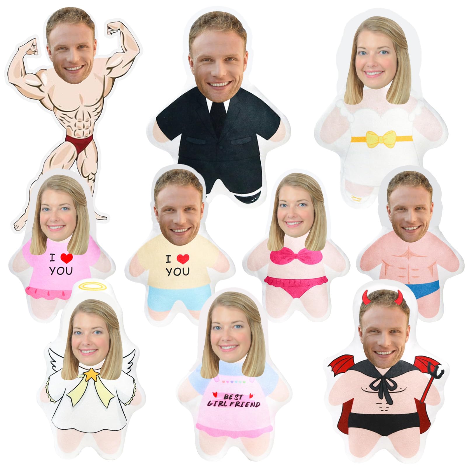 HOME'S FRIEND Custom Face Pillow with Your Own Face,10/20/30/40cm Personalised Pillows With Face On It, Decorative Cushion Customised Gifts for Birthday, Couple,Friends,Add Your Text or Photo Face — image 1