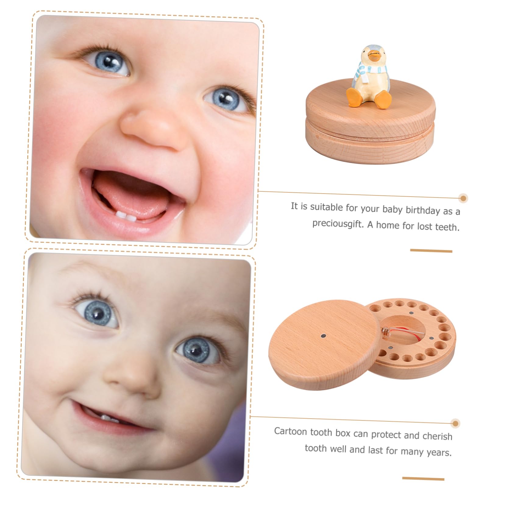 1juego Caja De Recuerdos De Dientes De Leche Para Organizador De Dientes Deciduos Caja Bejuco Espacios Para Fechas Souvenir De Infancia Memorable