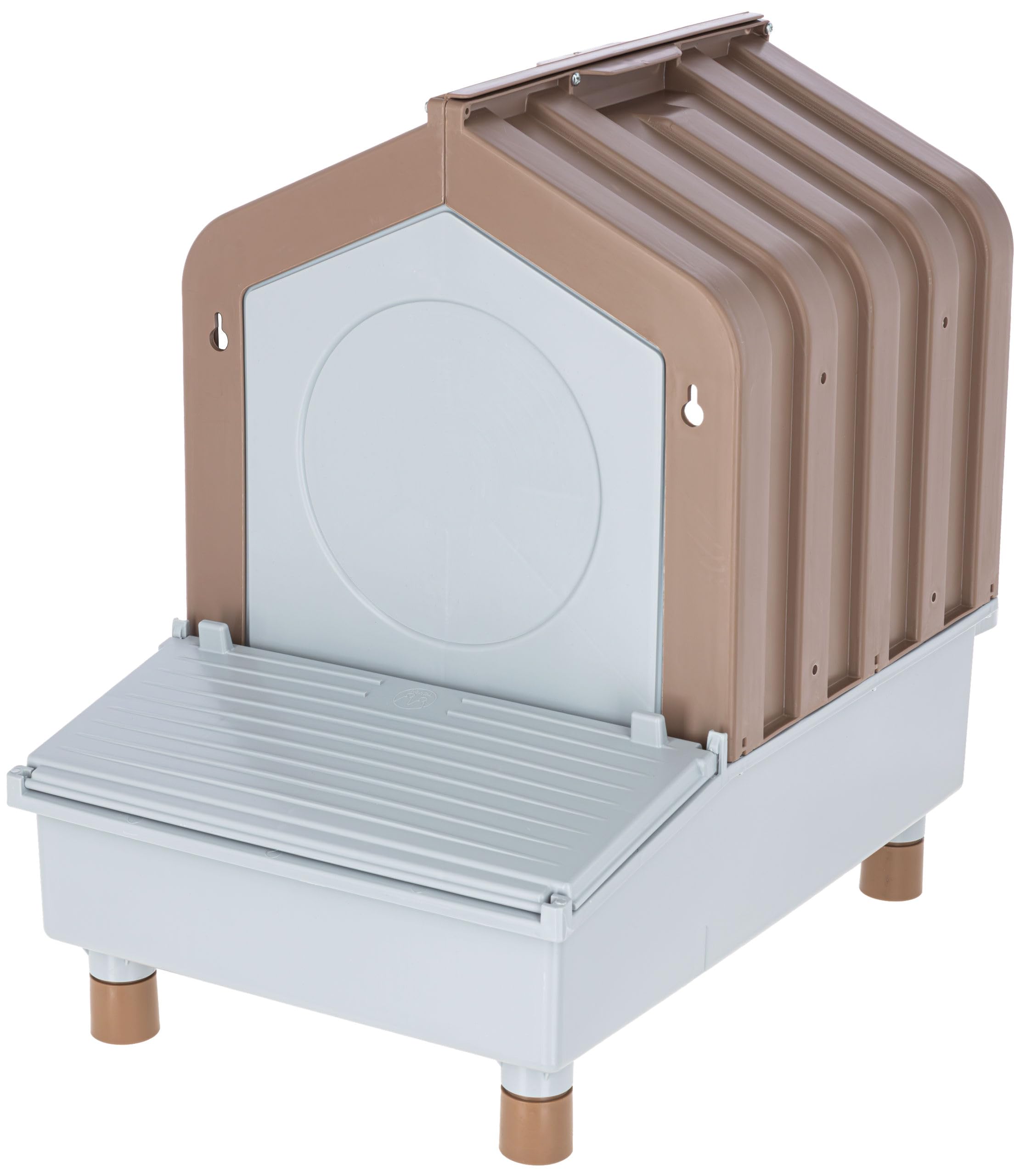 Kerbl Legenest 2in1, Eierklappe, braun/grau, 47x32,5x48cm, Kunststoff, mit Abrollfunktion, für bis zu 5 Hühner