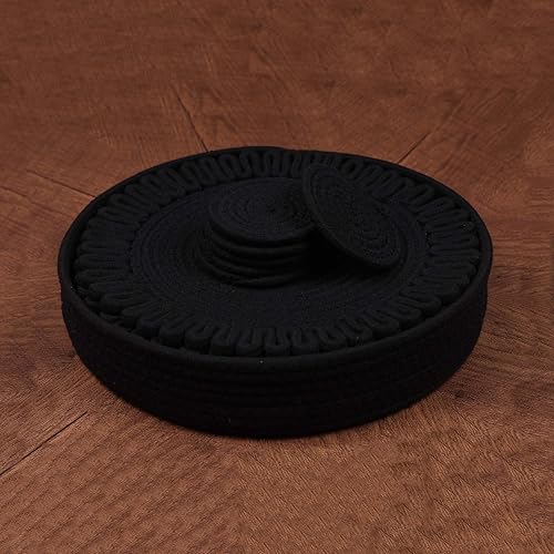 Miniatura 9 de AHHFSMEI Juego de 6 manteles individuales redondos tejidos de cuerda de algodón natural, resistentes al calor, manteles individuales de ratán