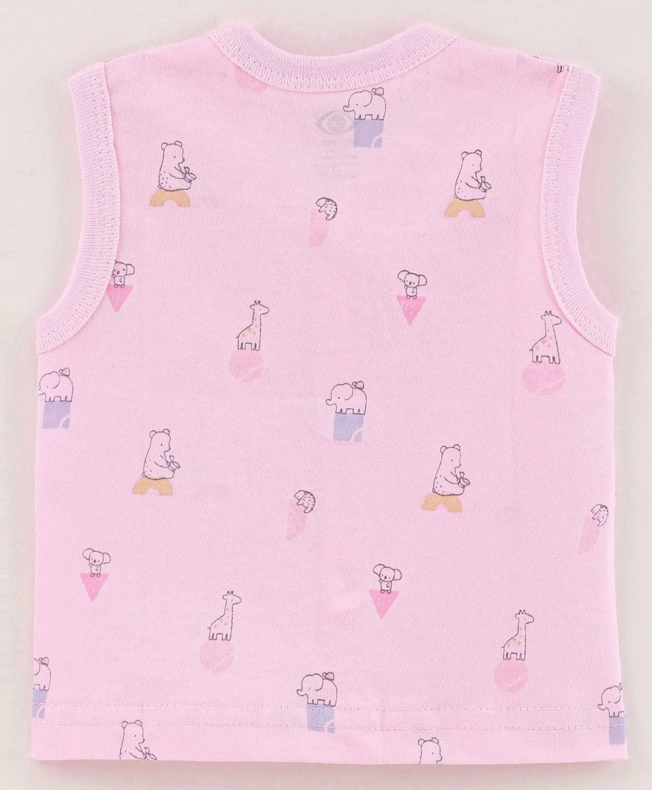 KIKE Baby Boys & Girls Printed 100% Pure Cotton Front Open Sleeveless Jhabla Vest T-Shirt Multicolour (Pack of 3) (6-12 Months, Multicolor 1) 3