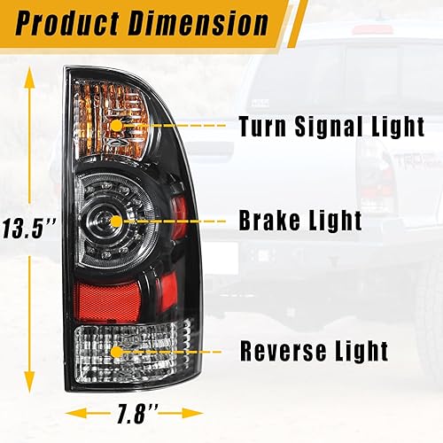 Miniatura 10 de Boine Compatible con Toyota Tacoma 2005-2015 lente LED de luz trasera del lado del conductor y del pasajero, bombilla y arnés incluidos 8155004160