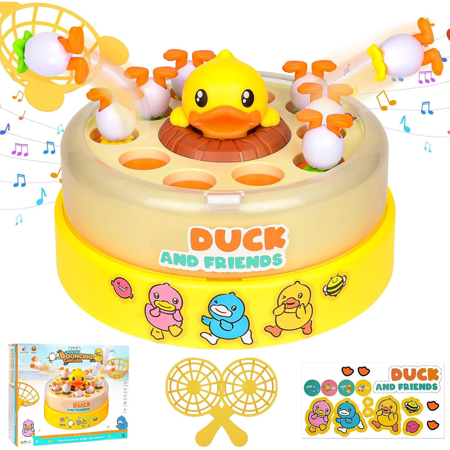 Ducks Dash Jumping Duck BoardGames,DuckPop Up Board Games with Music,Bounce Catch Duck BoardGames,Rotate Bounce Fishing Game Interactive Kids Toy for Ages 3-8 Tabletop Family Games,Boys Girls Gifts