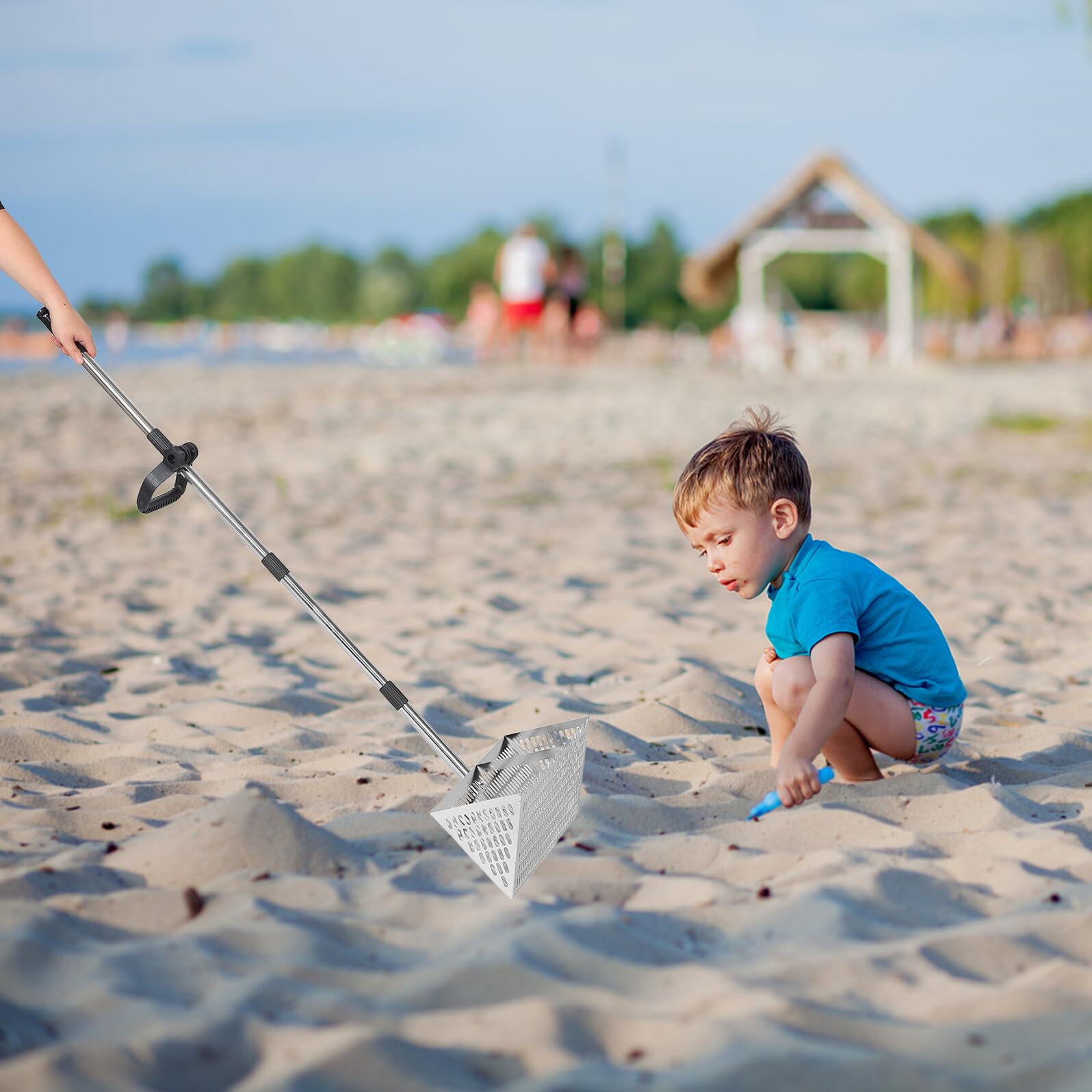 Toddmomy Râteau Tamis Sable de Plage Acier Robuste Détachable et Portable pour Chasse Trésor et Collecte de Coquillages