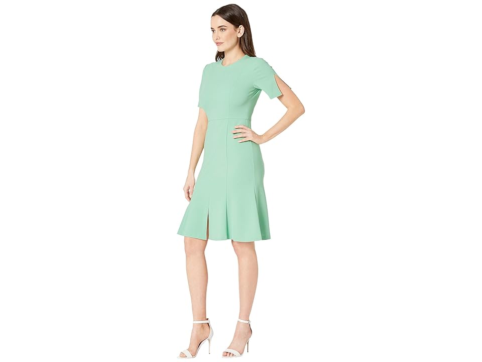 

Donna Morgan Crepe Short Split Sleeve Fit and Flare Dress (Mint) Women's Dress, Green