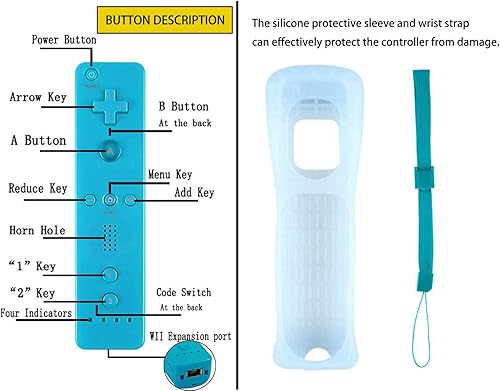 Miniatura 3 de 4 Packs Classic Remote Controller Compatible for Wii Wii U Console, Gamepad with Soft Silicone Sleeve and Wrist Strap (Black+White+Red+Blue)